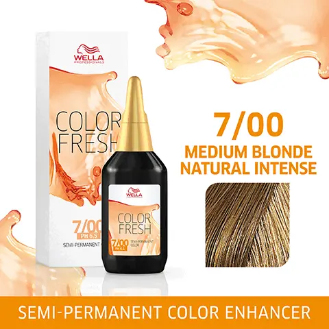 Image 1, WELLA PROFESSIONALS COLOR FRESH WELLA COLOR 7/00 FRESH PH 6.5 SEMI-PERMANENT 7/00 7/00 MEDIUM BLONDE NATURAL INTENSE SEMI-PERMANENT COLOR ENHANCER Image 2, 7/00 MEDIUM BLONDE NATURAL INTENSE Image 3, HEALTHY-LOOKING SHINE& COLOR Image 4, QUICK & EASY APPLICATION Image 5, CONDITIONING COLOR ENHANCER Image 6, LASTS UP TO 10 SHAMPOOS Image 7, EXPERT TIP WELLA ENRICH CARE RANGE PROFESSIONALS WELLA ENRICH THICK PROFESSIONALS WELLA PORESSIONIALS ENRICH ミ WELLA PROFESSIONALS ENRICH