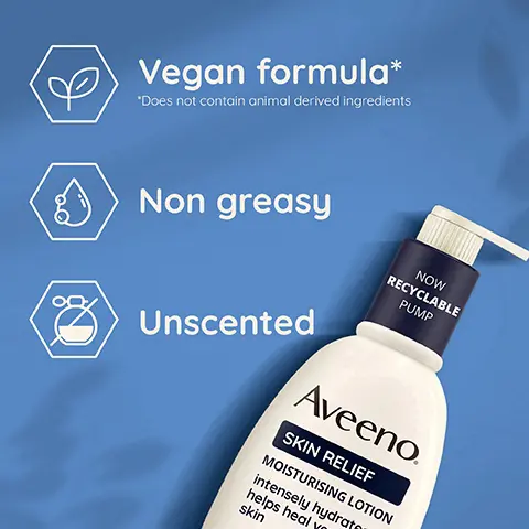 Vegan formula* *Does not contain animal derived ingredients. Non greasy. Unscented. 72h moisturisation. Intensely hydrates sensitive skin. Moisturises & cleanses to help heal dry, irritable skin. Now with a recyclable pump. Formulated for sensitive skin. Dermatologist tested. With soothing triple OAT complex & shea butter. FOR VERY DRY, SENSITIVE & IRRITABLE SKIN.
