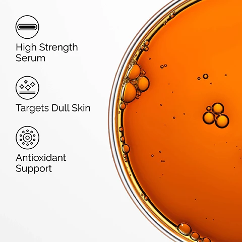 Image 1 - A close-up of an amber-orange liquid with bubbles in a clear glass dish is on the right, while on the left, three icons are presented with descriptive text: High Strength Serum, Targets Dull Skin, Antioxidant Support. Image 2 - A close-up of a persons face with a hand gently touching their dewy-looking cheek, featuring two text labels: Brightening and Antioxidant Support. Image 3 - A glass dropper filled with golden-brown liquid is shown dripping onto a reflective surface, with the text Key ingredient in EUK 134 0.1%: EUK 123 A patented antioxidant designed to mimic the effects of two antioxidants found naturally within the skin. Image 4 - The image displays a three-step skincare regimen from The Ordinary for brighter skin, featuring a gray Squalane Cleanser tube, a dark brown EUK 134 0.1% dropper bottle, and a gray Natural Moisturizing Factors + HA tube. The overall title reads A regimen for brighter skin. The Squalane Cleanser tube includes text Clinical Formulations with Integrity, Formulations Cliniques Empreintes dIntégrité, The Ordinary, Squalane Cleanser, Squalane Based Face Cleanser and Makeup Remover, Nettoyant au Squalane, Nettoyant et Démaquillant à base de Squalane, with the description PREP ●○○ Squalane Cleanser Cleanses skin and removes makeup. The EUK 134 0.1% dropper bottle includes text Clinical Formulations with Integrity, Formulations Cliniques Empreintes dIntégrité, UV Protective Packaging, The Ordinary, EUK 134 0.1%, Water-Free, High-Potency Antioxidant Formula, EUK 134 0.1%, Formule Antioxydante Puissante et Sans Eau, with the description TREAT ●●○ EUK 134 0.1% Brightens skin and supports skin with antioxidants. The Natural Moisturizing Factors + HA tube includes text Clinical Formulations with Integrity, Formulations Cliniques Empreintes dIntégrité, The Ordinary, Natural Moisturizing Factors + HA, Surface Hydration Formula, Facteurs Naturels dHydratation + HA, Formule dHydratation de Surface, with the description SEAL ●●● Natural Moisturizing Factors + HA Daily moisturizer for all-day hydration.