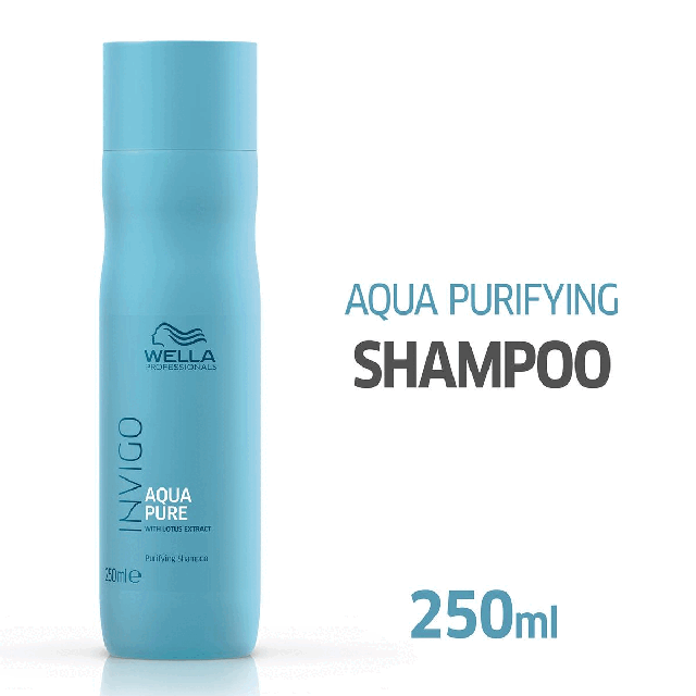 Image 1- Aqua Purifying Shampoo,250ml. Image 2-Fresh and clean. For healthy looking hair. Image 3-Quick, personalised & enjoyable care treatment,10 mins BOOST Fast, efficient, enjoyable,15 mins RECHARGE deep, invigorating, intense,20 mins RECOVER Repair, advanced, Transformative. Image4-Deep cleansing shampoo Image 5-Apply into wet hair.Image 6-Fresh and clean. For healthy looking hair. Image 7-Invigo: High performance hair solutions
