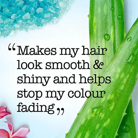 Image 1, for colour treated hair. Image 2, consumer feedback. Image 3, help protect colour treated hair and hydrate hair that's been damaged by colouring