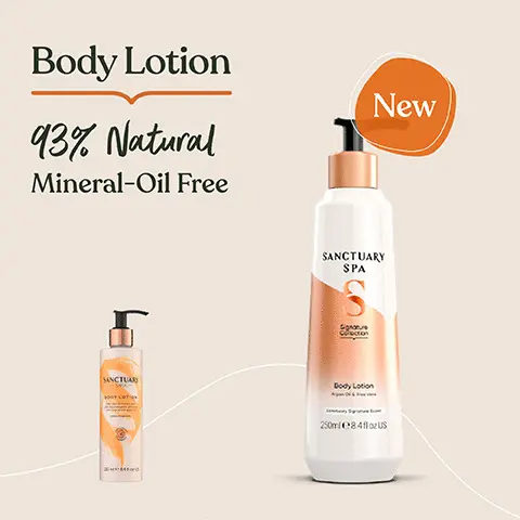 Image 1, body lotion 93% natural mineral oil free Image 2, indulge our signature scent of jasmine, grapefruit and vanilla Image 3, made with aloe vera moroccan argan oil