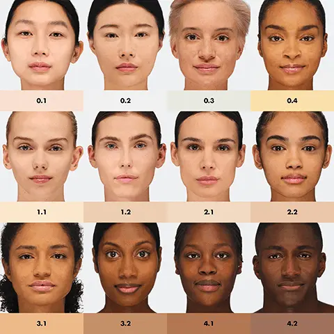 0.1, 0.2, 0.3, 0.4, 1.1, 1.2, 2.1, 2.2, 3.1, 3.2, 4.1, 4.2. Superfine and undetectable. Controls shine, waterproof, humidity proof, smudge proof, instrumental test on 30 subjects. What's the difference? HD Skin Setting Powder, Sets makeup, controls shine, for normal to oily skin, medium coverage. ULtra UHD Loose Powder, Protects make up, blurs skin, for all skin types, small coverage.