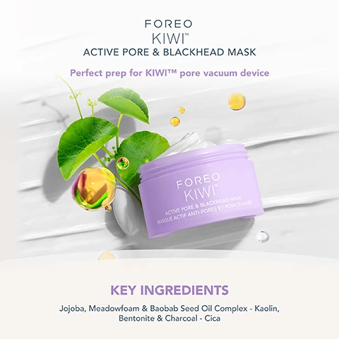 Image 1, active pore and blackhead mask. perfect prep for kiwi pore vacuum device. key ingredients = jojoba, meadowfoam and baobab seed oil complex, koalin, bentonite and charcoal, cica. image 2, moisturising jojoba, meadowfoam and baobab seed oil. detoxifying kaolin, bentonite and charcoal. soothing cica (centella asiatica). image 3, dermatologist tested. suitable for all skin types. vegan and silicone free. 98% natural origin ingredients. image 4, before and after. image 5, active pore and blackhead mask: dermatologist tested = yes, vegan = yes, SLS and SLES Free = yes, paraben and formaldehyde-free = yes. phthalates and mineral oil free = yes. safe for all skin types = yes. another blackhead mask = dermatologist tested = yes, vegan, no, fragrance free, no, SLS and SLES free = yes, paraben and formaldehyde free = no. phthalates and mineral-oil free = no, safe for all skin types = yes.