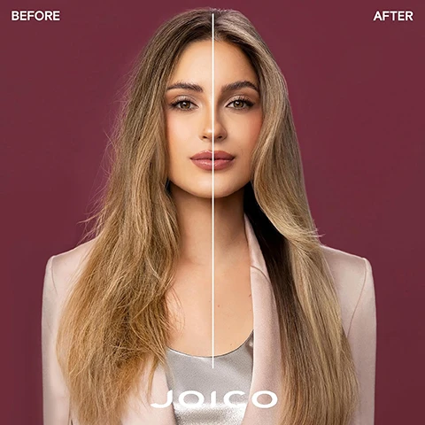 Image 2 - A split image shows a womans hair before on the left which is frizzy and after on the right which is smooth with the words BEFORE, AFTER, and JOICO. Image 3 - A tube of Joico KBond20 Defy Damage Power Masque is shown alongside text promoting the product: JOICO KBOND20 DEFY DAMAGE POWER MASQUE to strengthen & build bonds MASQUE PUISSANT pour renforcer et créer des liaisons MASCARILLA INTENSA para fortalecer y crear enlaces SmartRelease 5.1 fl oz U.S. / 150 ml e DEFEND AGAINST DAMAGE Builds and protects bonds 5x stronger hair in one use Rich hydration and increased shine *Protects hair from mechanical, thermal, and environmental damage **Against combing breakage on damaged hair during heat styling Image 4 - A tube of Joico KBOND20 DEFY DAMAGE POWER MASQUE to strengthen & build bonds is shown with ingredients powder, liquid drops, and leaves and text describing Arginine, Protective Lipid, and Moringa Seed Oil benefits, plus MASQUE PUISSANT, MASACARILLA INTENSA, SmartRelease, and 5.1 fl oz U.S. / 150 ml e. Image 5 - The image displays the DEFY DAMAGE ROUTINE from Joico, showing a bottle of DEFY DAMAGE PROTECTIVE SHAMPOO as STEP 1: SHAMPOO, and a tube of DEFY DAMAGE PROTECTIVE CONDITIONER OR a tube of KBOND20 DEFY DAMAGE POWER MASQUE as STEP 2: CONDITION / TREAT. Image 7 - JOICO the joi of healthy hair logo appears above the text Prevent daily damage, for loveable, healthy hair, displayed alongside three Joico Defy Damage products including Protective Shampoo, Protective Conditioner, and Protective Masque on geometric risers.
