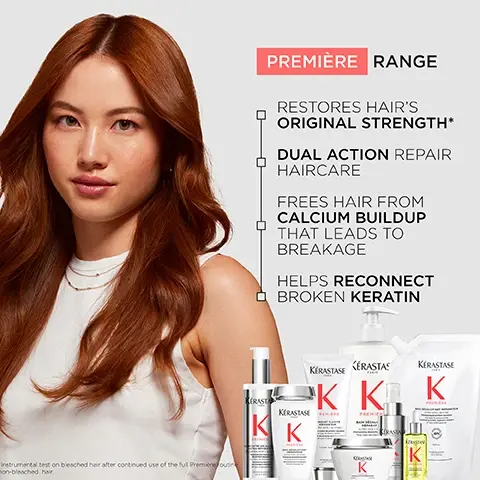 image 1, premiere range. restores hair's original strength. dual action repair haircare. frees hair from calcium buildup that leads to breakage. help reconnect broken keratin. image 2, before and after. image 3, citric acid, glycine. image 4, decalcifying repairing 500ml shampoo bundle. all types of damaged hair.