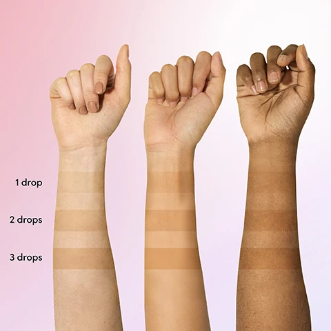 Image 1 - Three arms of varying skin tones are shown with swatches of makeup applied in three different amounts labeled as 1 drop, 2 drops, and 3 drops, demonstrating the coverage levels of the product.
Image 2 - Image shows a comparison chart for three face tanning products: Anti-aging Tanning Serum, Face Tanning Micromist, and Bronzing Face Drops, with headings for application, type of glow, and ingredients; visible text includes product usage instructions and benefits.
Image 3 - A split image shows a young woman with long, wavy hair; the left side labeled Before displays her natural look with minimal makeup, and the right side labeled After shows her enhanced appearance with fuller lashes and a glossier lip.
Image 4 - Image shows two bottles of Coco & Eve Bronzing Face Drops, with the left bottle labeled Old featuring a pink cap and the right bottle labeled NEW! showing an updated design, accompanied by the text New look bottle, same stunning results and Coco & Eve Bronzing Face Drops Serum Bronzant Pour Le Visage and Dark Tan with liquid drops beside the new bottle.
