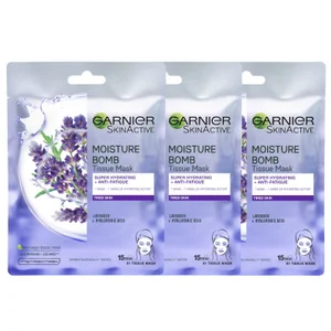 Garnier Moisture Bomb Lavender Hydrating Face Sheet Mask X 3 - undefined undefined