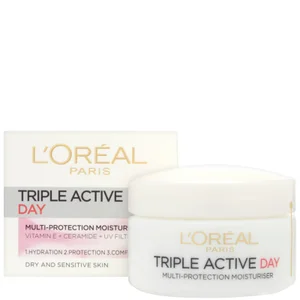 L'Oréal Paris Dermo Expertise Triple Active Day Multi-Schutz Feuchtigkeitspflege – Trockene/Empfindliche Haut (50 ml) - undefined undefined