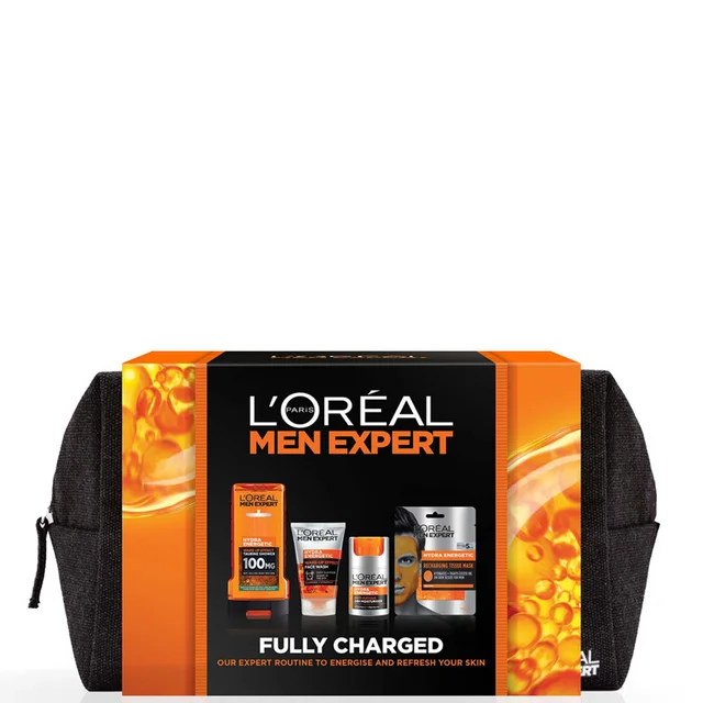 L'Oreal Paris Men Expert Fully Charged Washbag 4 Piece Gift Set for Him
