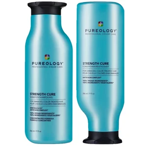 Pureology Strength Cure Shampoo and Conditioner Bundle for Damaged Hair, Sulphate Free for a Gentle Cleanse with Vegan Formulas - undefined undefined
