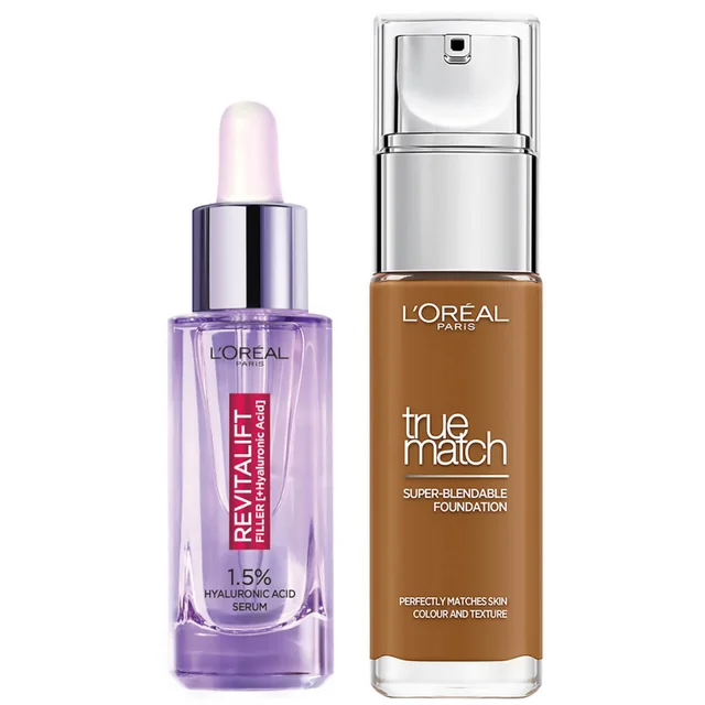 L'Oreal Paris Hyaluronic Acid Filler Serum und True Match Hyaluronic Acid Foundation Duo (verschiedene Farbtöne)