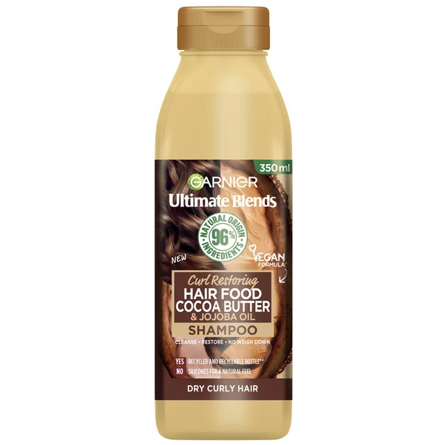 Garnier Ultimate Blends Kakaobutter Shampoo für Trockenes, Lockiges Haar 350 ml