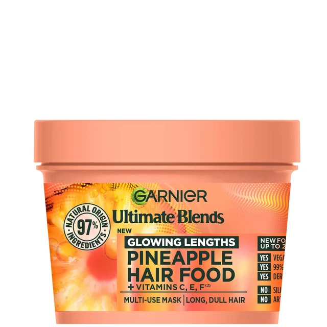 Garnier Ultimate Blends Glowing Lengths Ananas und Amla Hair Food 3-in-1-Haarmaskenbehandlung 400 ml