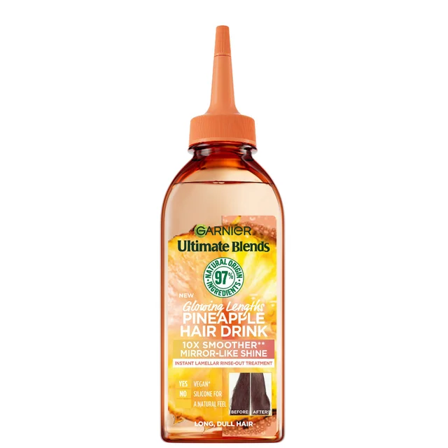 Garnier Ultimate Blends Glowing Lengths Ananas Flüssige Haar-Drink-Spülung für Langes Stumpfes Haar 200 ml
