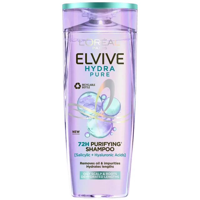 L'Oréal Paris Elvive Hydra Pure 72-Stunden Klärendes Shampoo mit Hyaluron- und Salicylsäuren 500 ml
