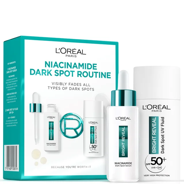 L'Oréal Paris Bright Reveal Nicotinamid-Dunkle-Flecken-Routine mit Serum and UV-Fluid LSF 50+