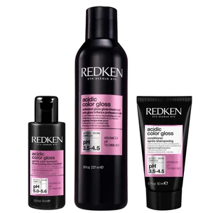 Redken Acidic Color Gloss Shampoo Mini 75ml, Activated Glass Gloss Treatment 237ml and Conditioner Mini 50ml - undefined undefined