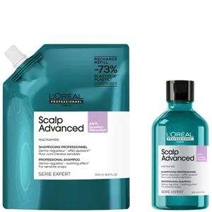 L’Oréal Professionnel Scalp Advanced Anti-Discomfort Shampoo 300ml and Refill Pack 500ml deep scalp treatment - undefined undefined